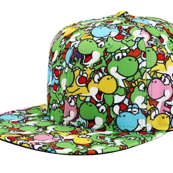NWT Super Mario brothers Yoshi all over print SnapBack cap for men’s - Picture 3 of 7